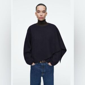 COS Black Asymmetric Cape Sweater
